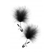 Зажимы на соски с черными пуховыми кисточками Sweet Caress Feather Nipple Clumps - Sweet Caress - купить с доставкой в Норильске