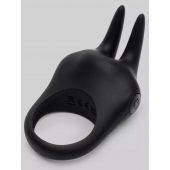 Черное эрекционное виброкольцо Sensation Rechargeable Vibrating Rabbit Love Ring - Fifty Shades of Grey - в Норильске купить с доставкой