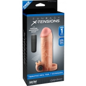Телесная вибронасадка с кольцом  Vibrating Real Feel 1 Extension - 14 см. - Pipedream - в Норильске купить с доставкой