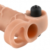 Телесная вибронасадка с кольцом Vibrating Real Feel 2 Extension - 16 см. - Pipedream - в Норильске купить с доставкой