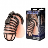 Черная металлическая клетка с замком Deluxe Chastity Cage - BlueLine - купить с доставкой в Норильске