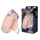 Серебристая металлическая клетка с анальным стимулятором Cock Cage - BlueLine - купить с доставкой в Норильске