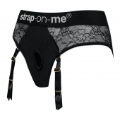 Черные трусики для насадок Diva Lingerie Harness - size L - Strap-on-me - купить с доставкой в Норильске