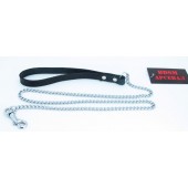 Металлический поводок с кожаной петлёй - БДСМ Арсенал - купить с доставкой в Норильске