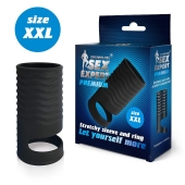 Черная открытая насадка на пенис с кольцом для мошонки XXL-size - 9,4 см. - Sex Expert - в Норильске купить с доставкой
