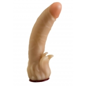 Телесная гелевая насадка-фаллос с клиторальными лепестками - 18,5 см. - LOVETOY (А-Полимер) - купить с доставкой в Норильске
