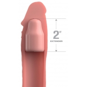 Телесная насадка-удлинитель 2 Inch Silicone X-tension with Strap - 20,3 см. - Pipedream - в Норильске купить с доставкой