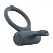 Серое перезаряжаемое эрекционное кольцо с вибрацией Power Clit - Dorcel - в Норильске купить с доставкой