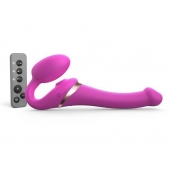Ярко-розовый безремневой страпон Multi Orgasm Size S с клиторальной стимуляцией - Strap-on-me - купить с доставкой в Норильске