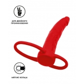 Красная насадка на пенис для двойного проникновения Black Red - 16,5 см. - ToyFa - купить с доставкой в Норильске