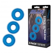 Комплект из трех голубых колец для эрекции 3-Pack Ultra-Stim Stretch Cock Rings - BlueLine - в Норильске купить с доставкой