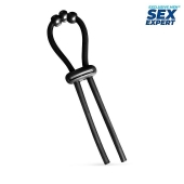 Черное эрекционное кольцо со стимулирующими бусинами - Sex Expert - в Норильске купить с доставкой