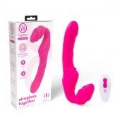 Розовый безремневой страпон на радиоуправлении Strapless Together - 22 см. - Together Toy - купить с доставкой в Норильске