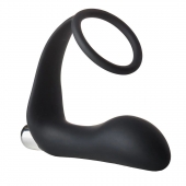 Черное эрекционное кольцо с вибропробкой Vibrating Anal Plug With Cockring - Dream Toys - в Норильске купить с доставкой