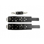 Черные кожаные наручники Sex Game - БДСМ Арсенал - купить с доставкой в Норильске