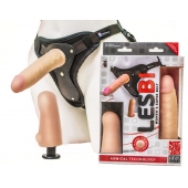 Телесный страпон Harness LESBI с вагинальной пробкой - 16,5 см. - LOVETOY (А-Полимер) - купить с доставкой в Норильске