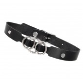 Черный кожаный ошейник со связанными кольцами - Pecado - купить с доставкой в Норильске