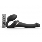 Черный безремневой страпон Multi Orgasm Size S с клиторальной стимуляцией - Strap-on-me - купить с доставкой в Норильске