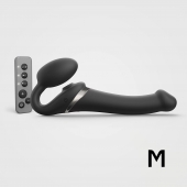 Черный безремневой страпон Multi Orgasm Size M с клиторальной стимуляцией - Strap-on-me - купить с доставкой в Норильске