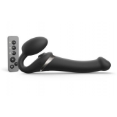 Черный безремневой страпон Multi Orgasm Size M с клиторальной стимуляцией - Strap-on-me - купить с доставкой в Норильске
