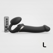 Черный безремневой страпон Multi Orgasm Size L с клиторальной стимуляцией - Strap-on-me - купить с доставкой в Норильске
