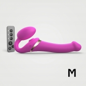 Ярко-розовый безремневой страпон Multi Orgasm Size M с клиторальной стимуляцией - Strap-on-me - купить с доставкой в Норильске