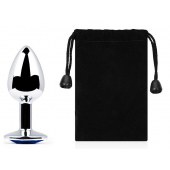 Анальное украшение BUTT PLUG  Small с синим кристаллом - 7 см. - Anal Jewelry Plug - купить с доставкой в Норильске