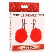 Красные зажимы на соски с помпонами Pom Pom - XR Brands - купить с доставкой в Норильске
