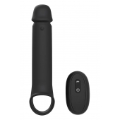 Черная насадка-удлинитель с вибрацией Vibrating Extender With Remote - Dream Toys - в Норильске купить с доставкой