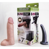 Страпон-унисекс с двумя насадками UNI strap 7  Harness - 19 и 16 см. - LOVETOY (А-Полимер) - купить с доставкой в Норильске