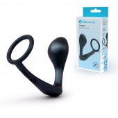 Черное эрекционное кольцо со стимулятором простаты Ringer Cock Ring   Plug - b-Vibe - в Норильске купить с доставкой