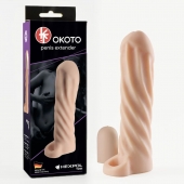 Телесная насадка-удлинитель Okoto со спиралевидным рельефом - 16 см. - Sitabella - в Норильске купить с доставкой