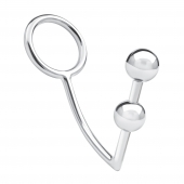 Кольцо на пенис с анальным стимулятором Two Bead Stainless Steel Anal Hook   Cock Ring - BlueLine - в Норильске купить с доставкой