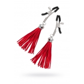 Зажимы на соски «Прищепки» с красными кисточками из замши - Pecado - купить с доставкой в Норильске