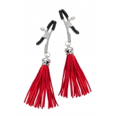 Зажимы на соски «Прищепки» с красными кисточками из замши - Pecado - купить с доставкой в Норильске