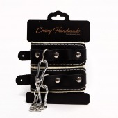 Черные скругленные наручники с мягкой бежевой подкладкой - Crazy Handmade - купить с доставкой в Норильске