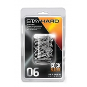 Прозрачная насадка с объёмными чёрточками STAY HARD COCK SLEEVE 06 CLEAR - Blush Novelties - в Норильске купить с доставкой