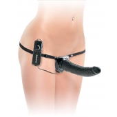 Черный страпон с вагинальной пробкой Deluxe Vibrating Penetrix Strap-On - 19 см. - Pipedream - купить с доставкой в Норильске