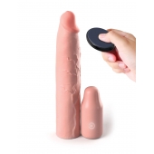 Телесная вибронасадка на член 3  Vibrating Mega X-tension with Remote - 22,9 см. - Pipedream - в Норильске купить с доставкой