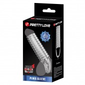 Прозрачная насадка на пенис с ребрышками и подхватом мошонки - Baile - в Норильске купить с доставкой