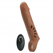 Коричневая вибронасадка с подхватом мошонки и пультом ДУ - Baile - в Норильске купить с доставкой