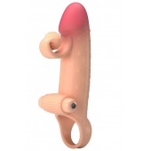 Телесная вибронасадка на пенис с подхватом мошонки - 20 см. - Baile - в Норильске купить с доставкой