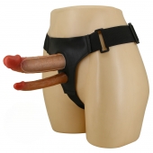 Темно-бежевый фаллопротез для двойного проникновения - 17,5 см. - Baile - купить с доставкой в Норильске