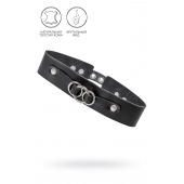 Черный чокер-ошейник со связанными кольцами на подложке - Pecado - купить с доставкой в Норильске