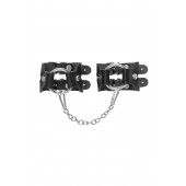 Черные кожаные наручники-браслеты из двух ремешков - Pecado - купить с доставкой в Норильске