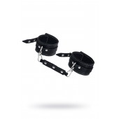 Черные двухслойные кожаные оковы с белой строчкой - Pecado - купить с доставкой в Норильске