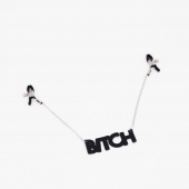 Зажимы на соски с кожаной подвеской Bitch - Crazy Handmade - купить с доставкой в Норильске
