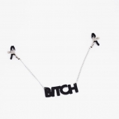 Зажимы на соски с кожаной подвеской Bitch - Crazy Handmade - купить с доставкой в Норильске