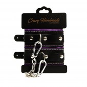 Черно-фиолетовые скругленные наручники с мягкой подкладкой - Crazy Handmade - купить с доставкой в Норильске