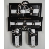 Набор фиксаторов из черной и белой натуральной кожи - Crazy Handmade - купить с доставкой в Норильске